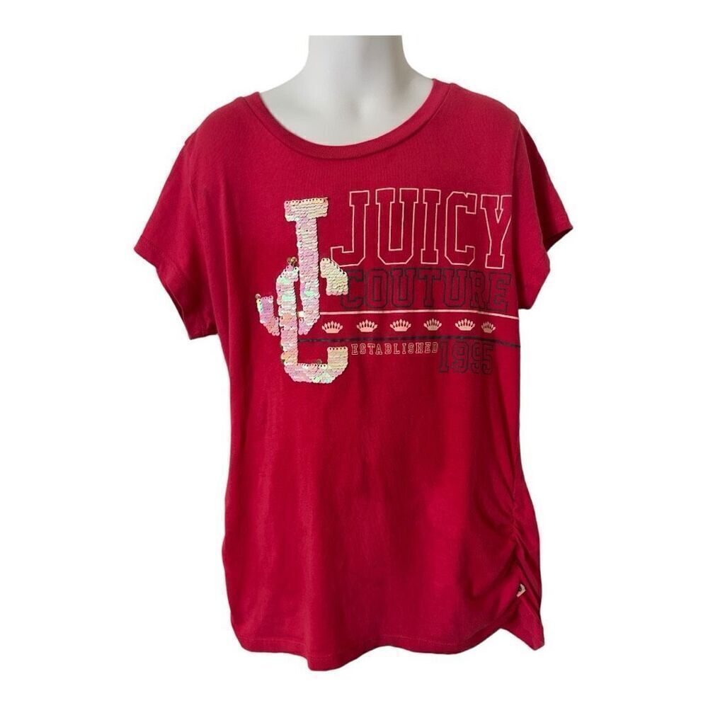 Juicy Couture Girls' Short Sleeve Cotton Graphic T-Shirt with Sequin and Metalli